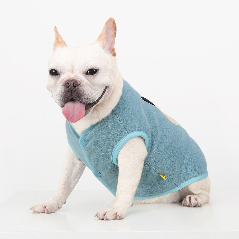 French Bulldog Fleece Vest with Contrast Piping Edge