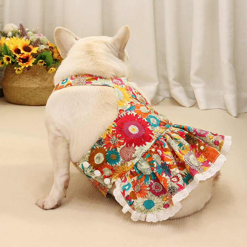 Frenchie Ditsy Floral Strap Dress for Dogs