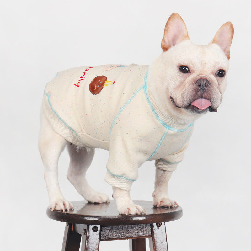 Embroidered Knit Crewneck Sweatshirt for French Bulldogs