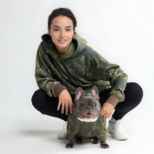 Frenchie Print Camouflage Hoodie