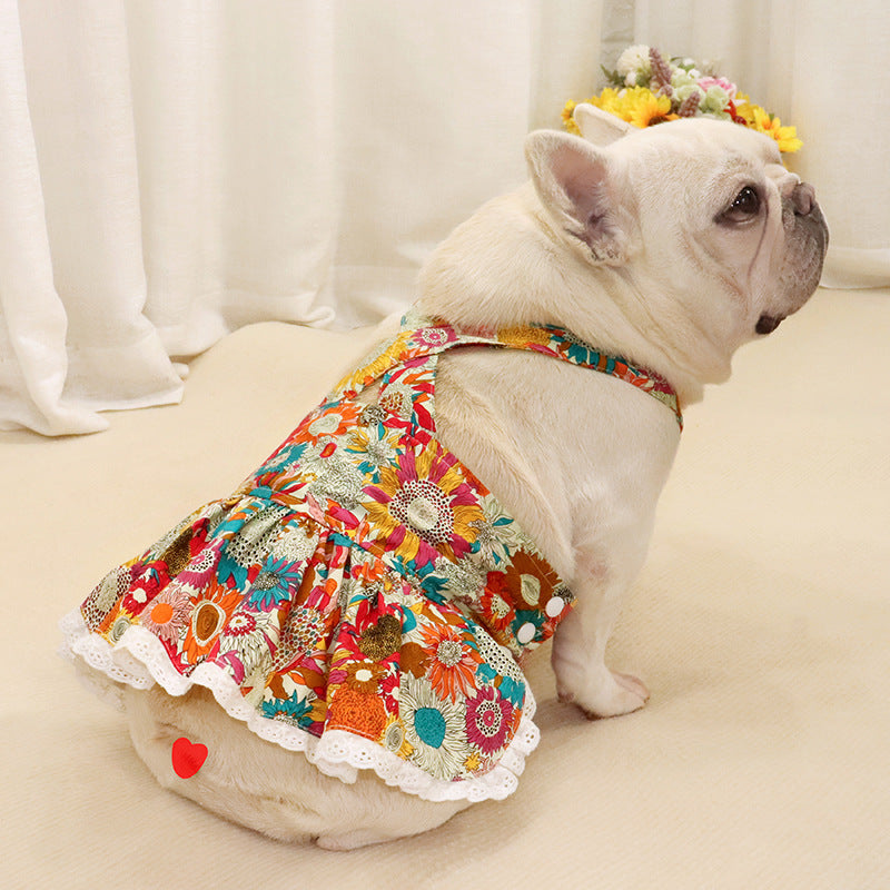 Frenchie Ditsy Floral Strap Dress for Dogs