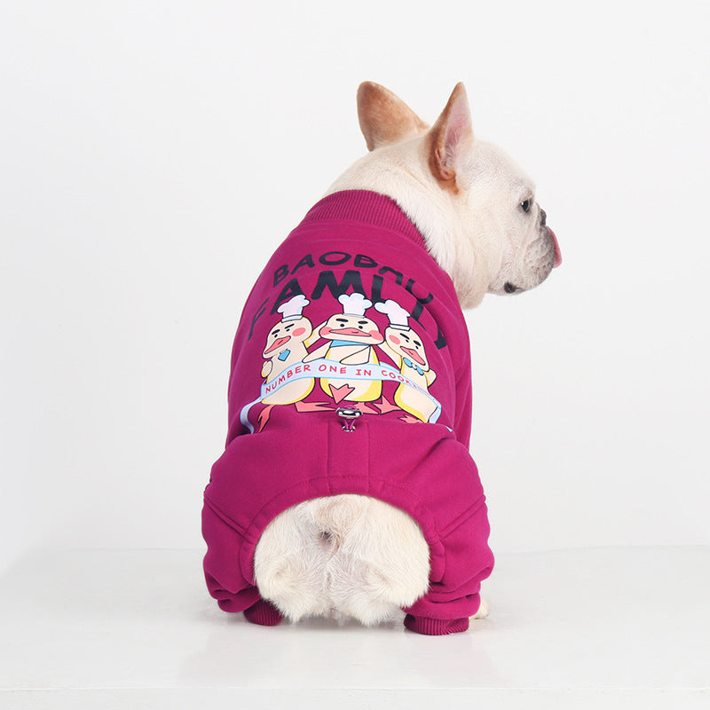 Cozy Fleece-Lined 4-Legged Winter Jumpsuit for French Bulldogs