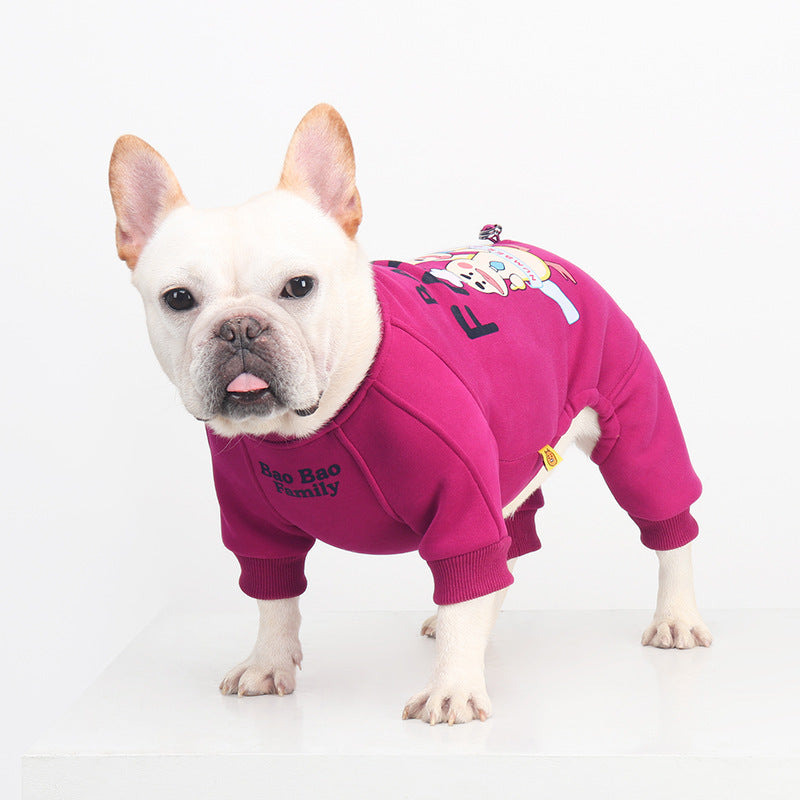 Cozy Fleece-Lined 4-Legged Winter Jumpsuit for French Bulldogs