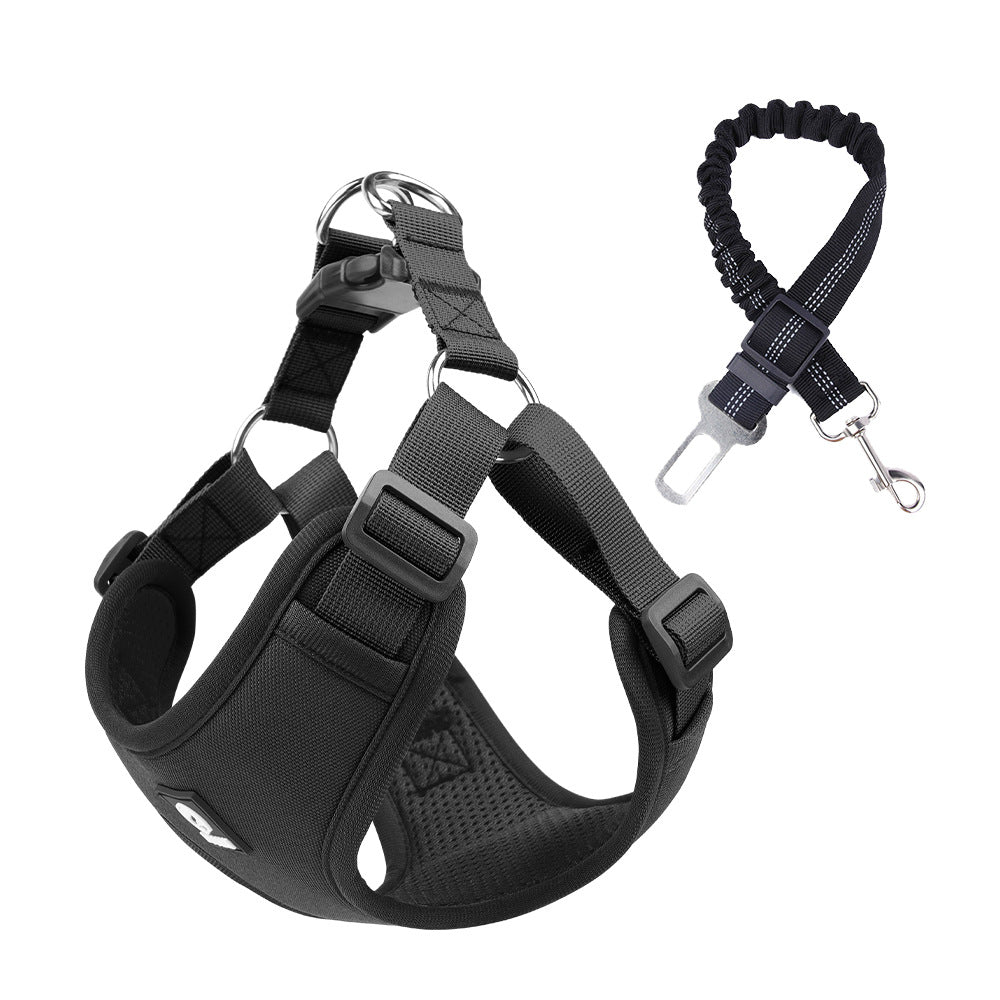French Bulldog Car Safety Harness with Adjustable Seat Belt Leash