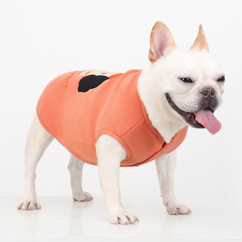 French Bulldog Fleece Vest with Contrast Piping Edge