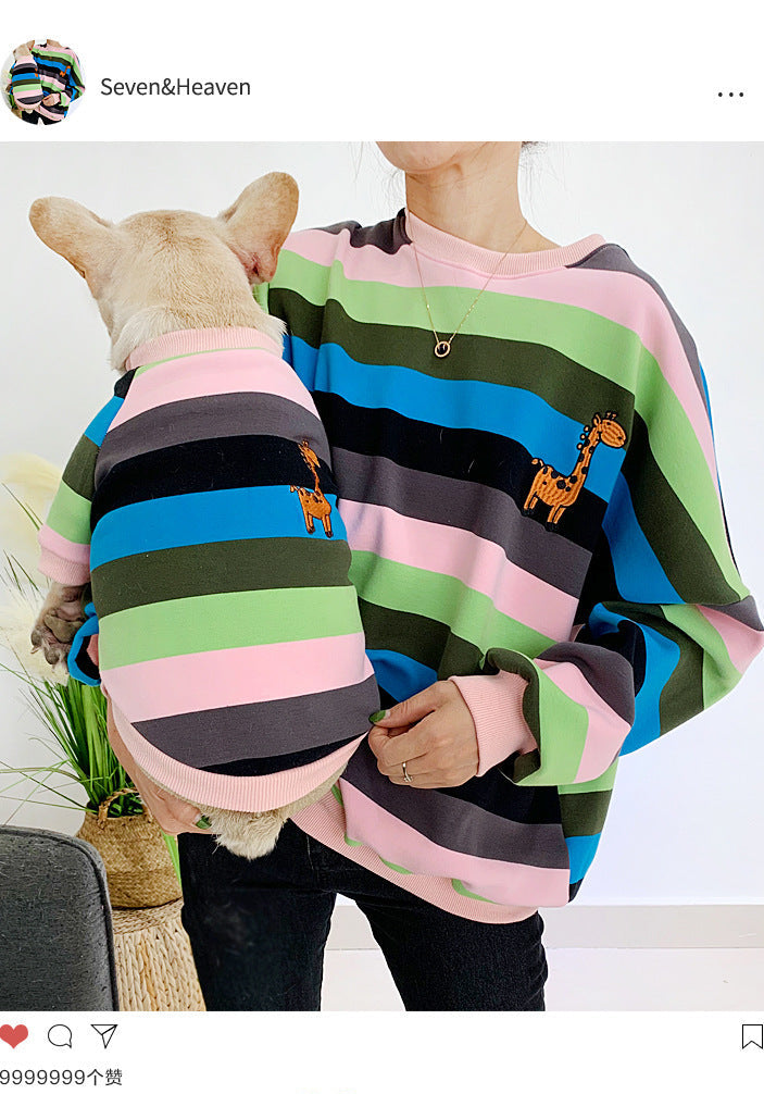 Rainbow Stripe Matching Set: French Terry Sweatshirts for Dogs & Humans (Spring/Fall Collection)