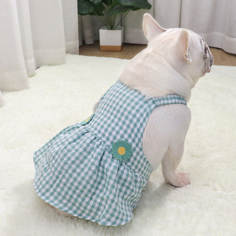 French Bulldog Plaid Camisole Dress