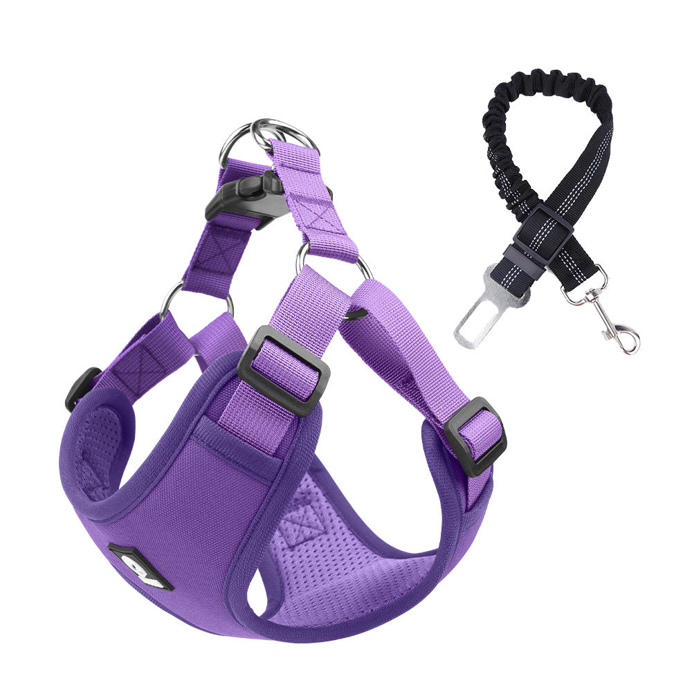 French Bulldog Car Safety Harness with Adjustable Seat Belt Leash