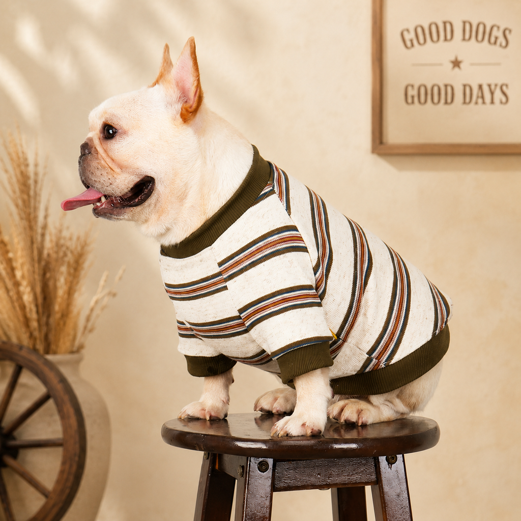 French Bulldog Striped Sweater