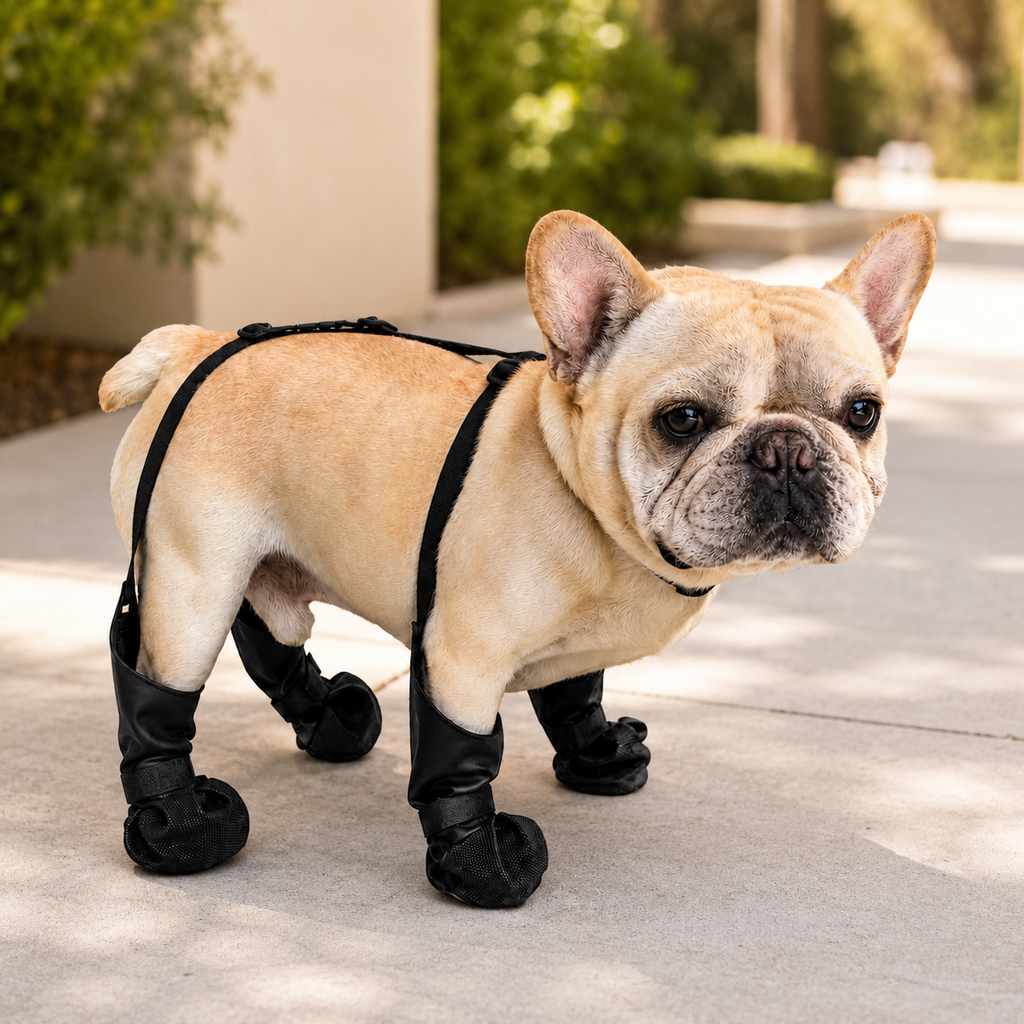 Waterproof Four-Leg Harness Boots for French Bulldogs