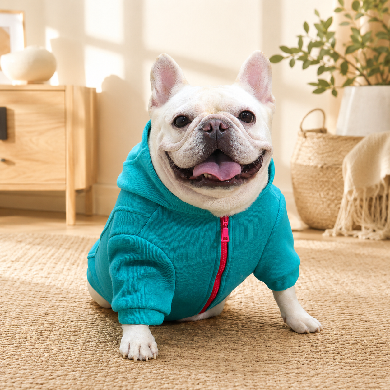 French Bulldog Embroidered Hooded Jacket