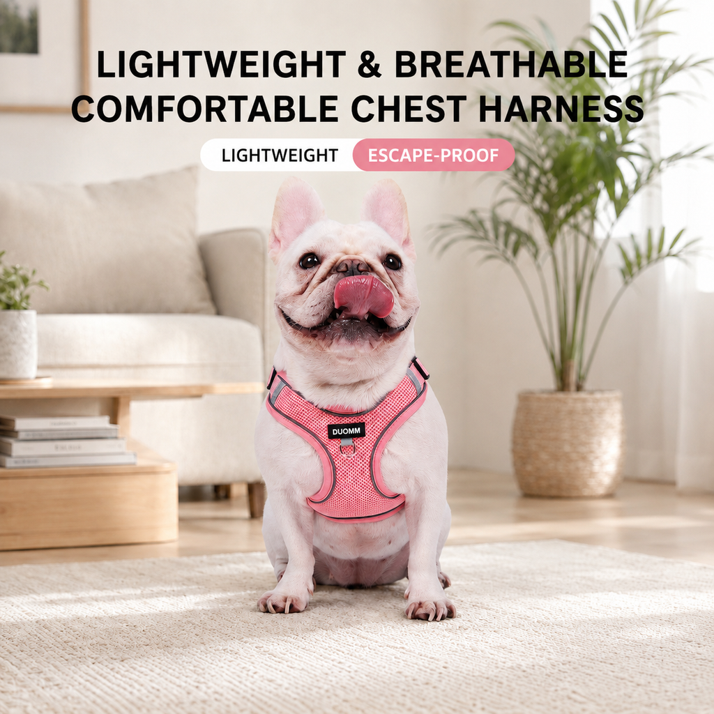 French Bulldog Reflective No-Pull Harness and Leash Set