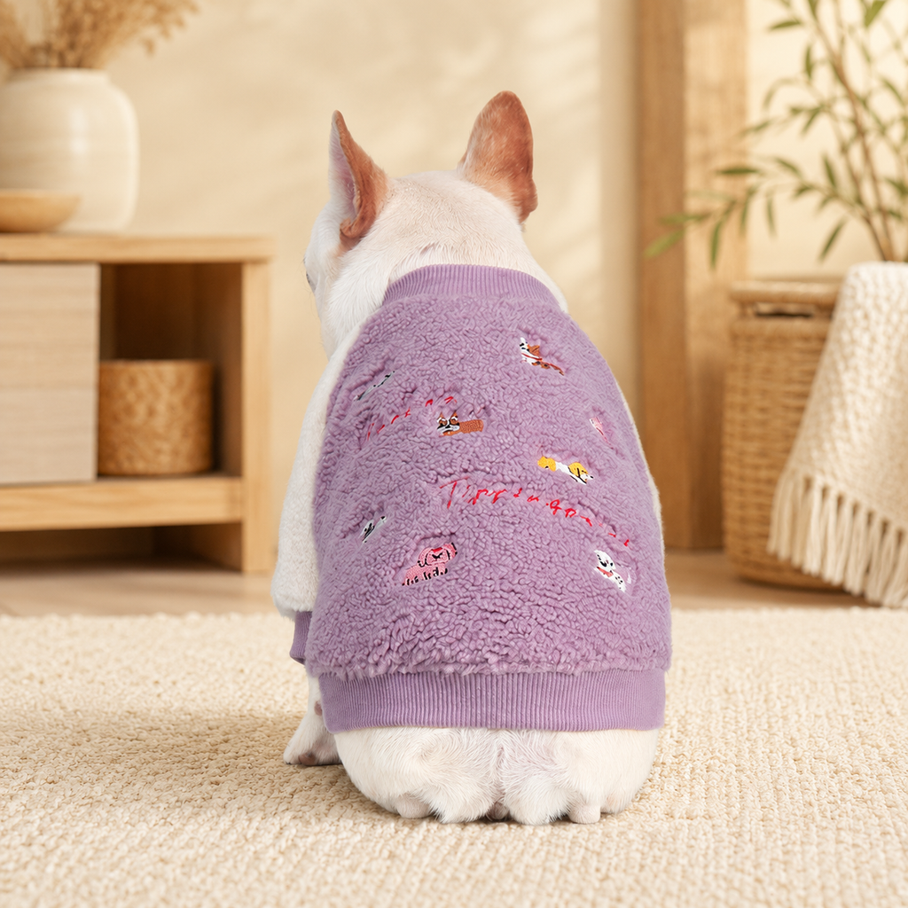 Frenchie Sherpa Fleece Cardigan Jacket