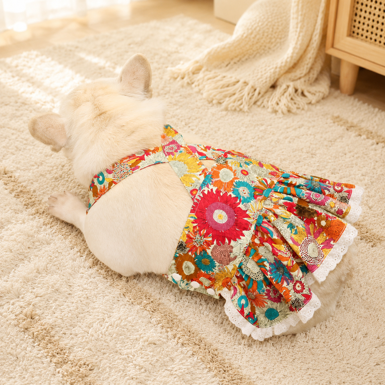 Frenchie Ditsy Floral Strap Dress for Dogs