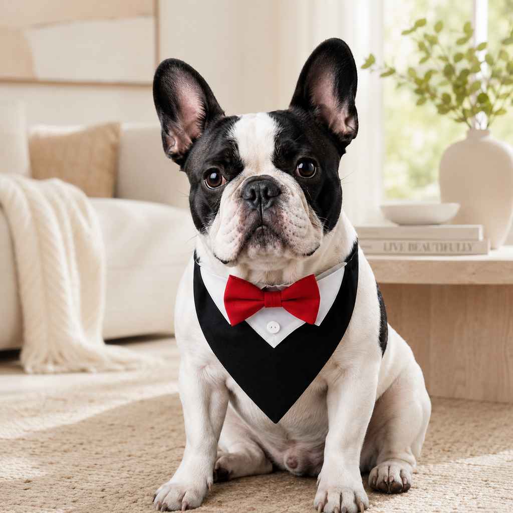 French Bulldog Tuxedo Bow Tie Collar