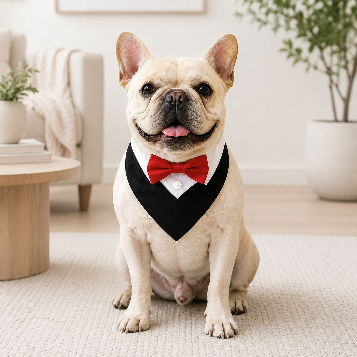 French Bulldog Tuxedo Bow Tie Collar