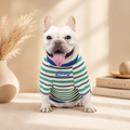 French Bulldog Striped Knit Hoodie