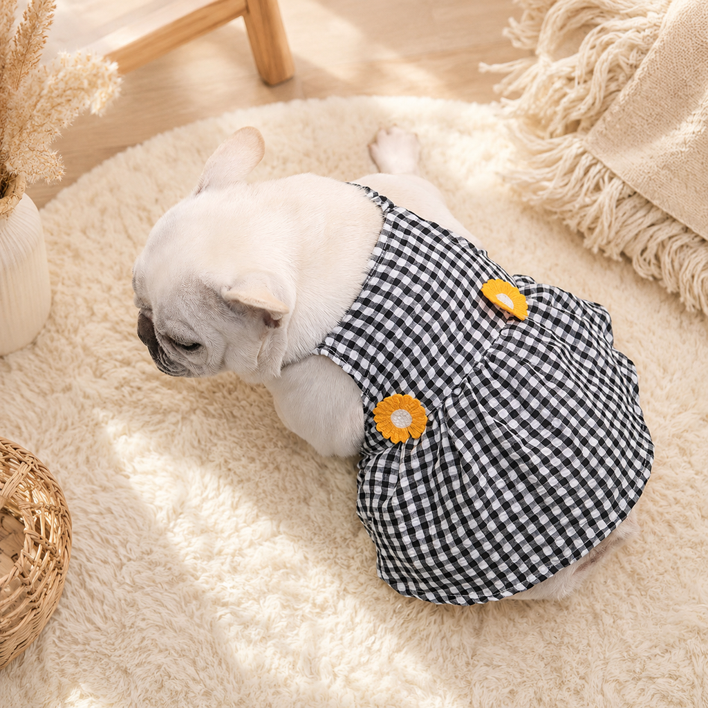 French Bulldog Plaid Camisole Dress