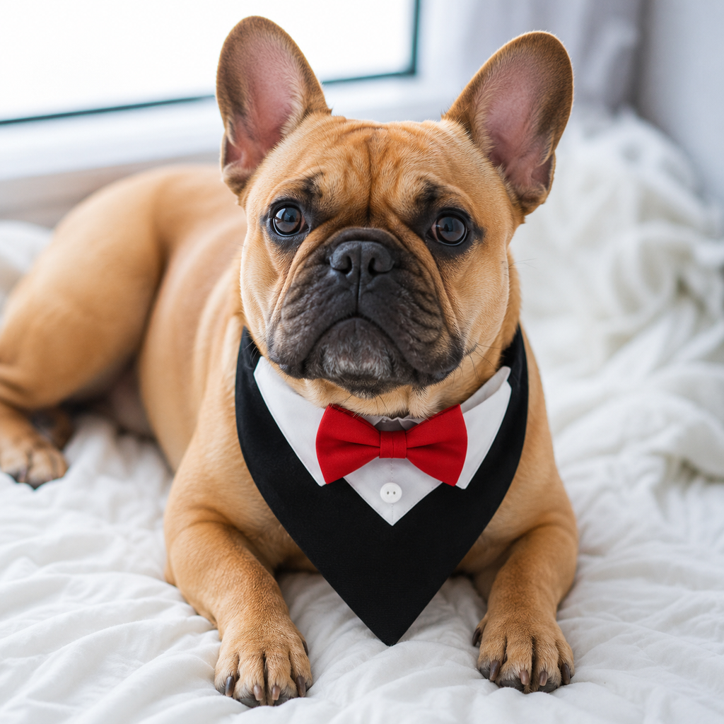 French Bulldog Tuxedo Bow Tie Collar