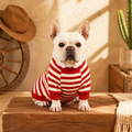 French Bulldog Striped Embroidered Sweatshirt