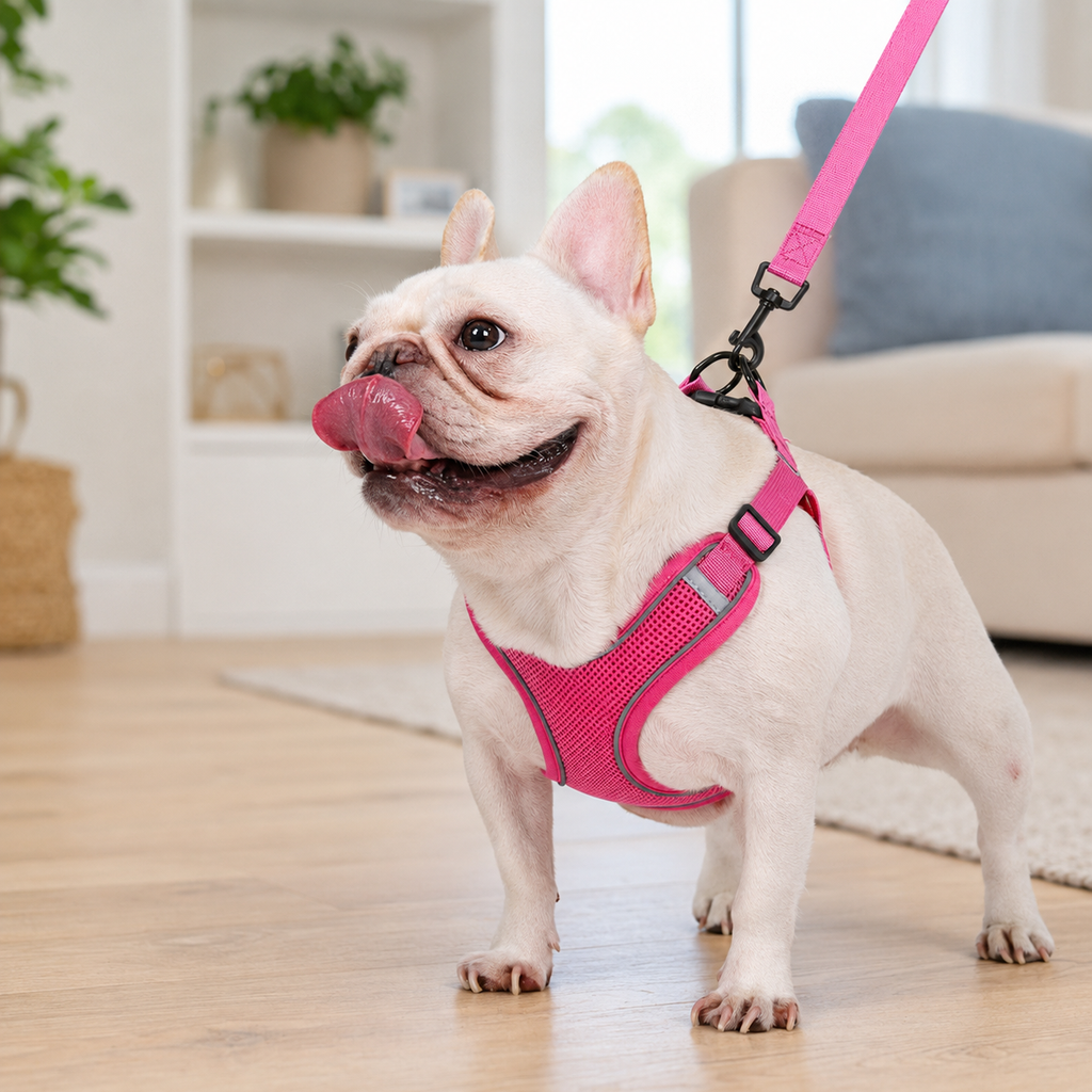 French Bulldog Reflective No-Pull Harness and Leash Set
