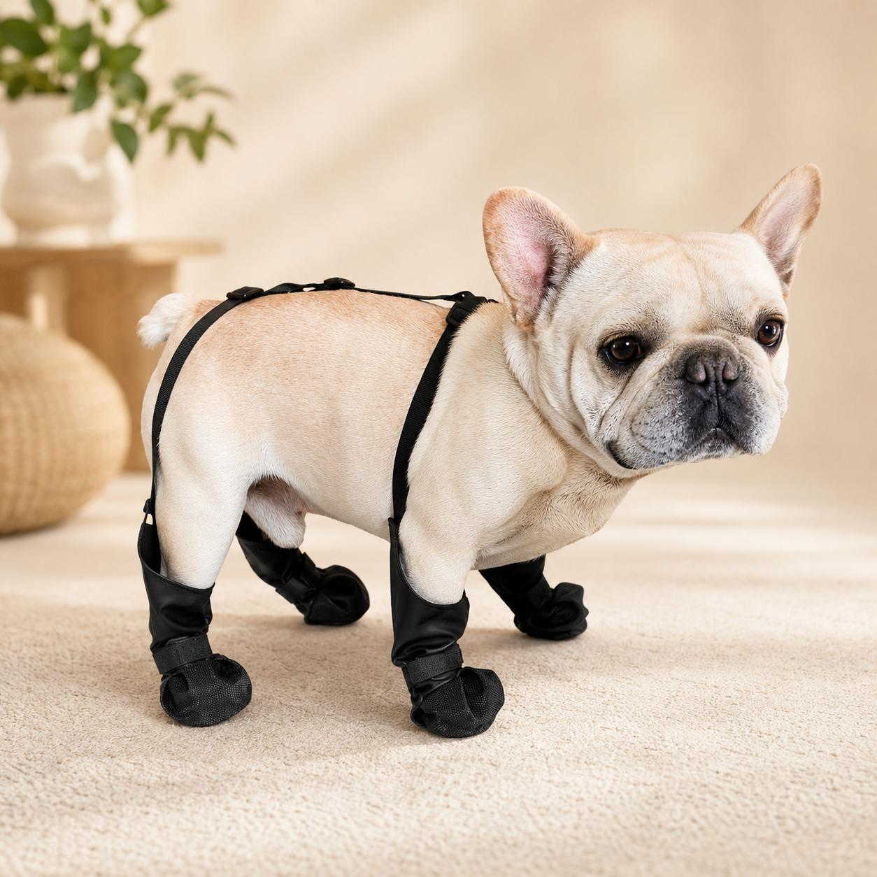 Waterproof Four-Leg Harness Boots for French Bulldogs