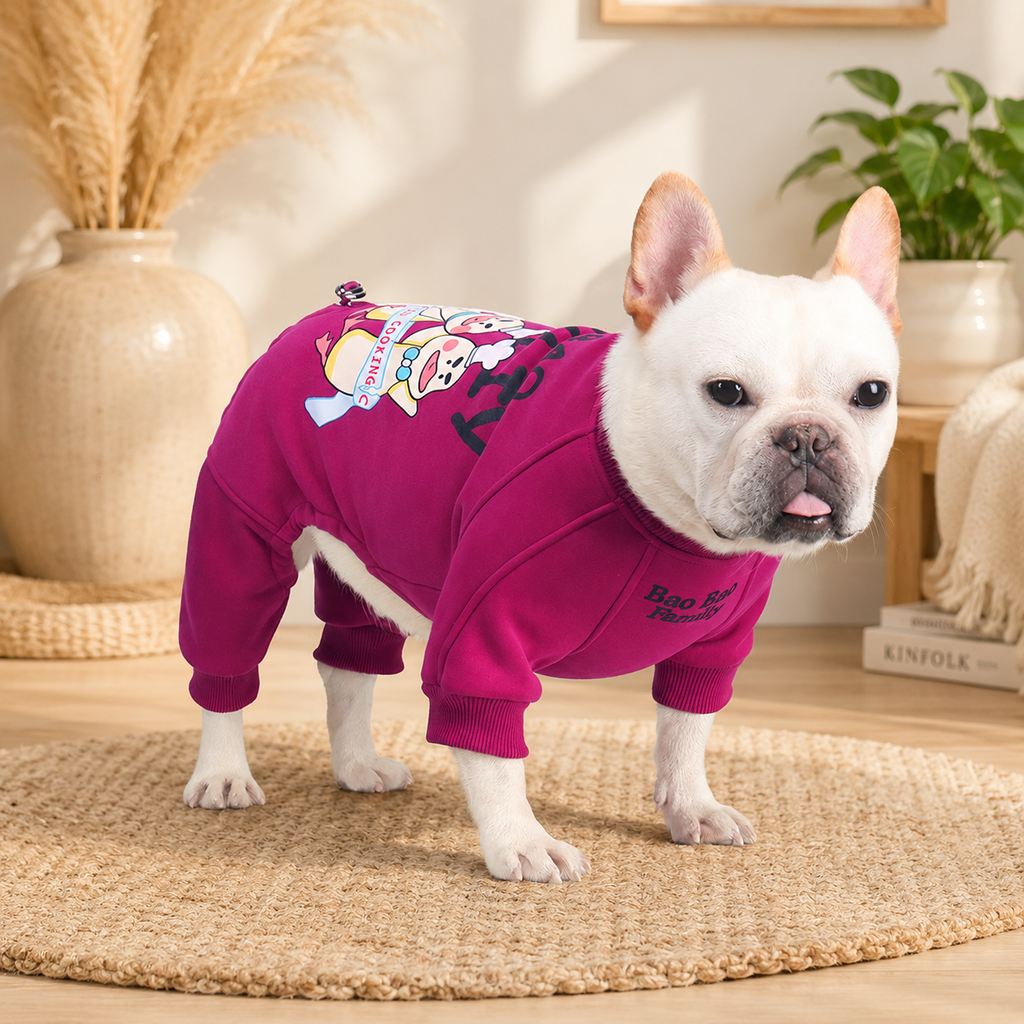 Cozy Fleece-Lined 4-Legged Winter Jumpsuit for French Bulldogs