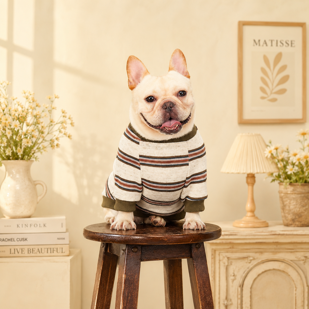 French Bulldog Striped Sweater