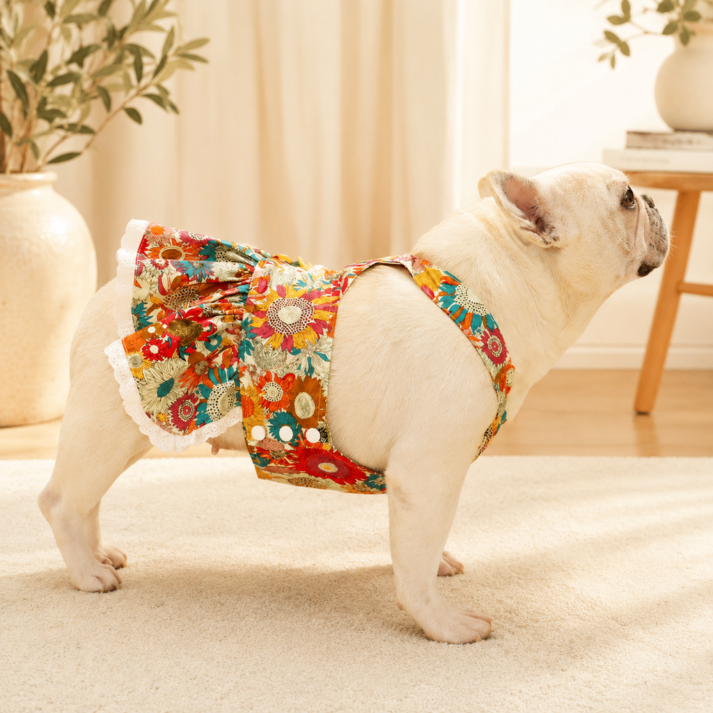 Frenchie Ditsy Floral Strap Dress for Dogs
