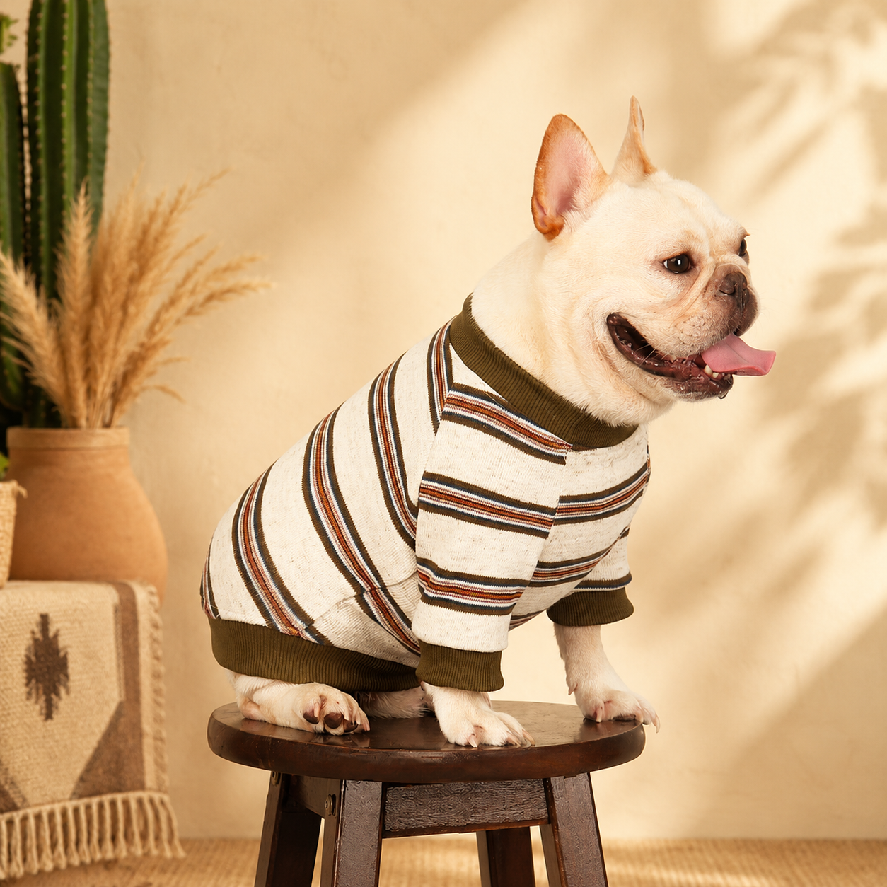 French Bulldog Striped Sweater