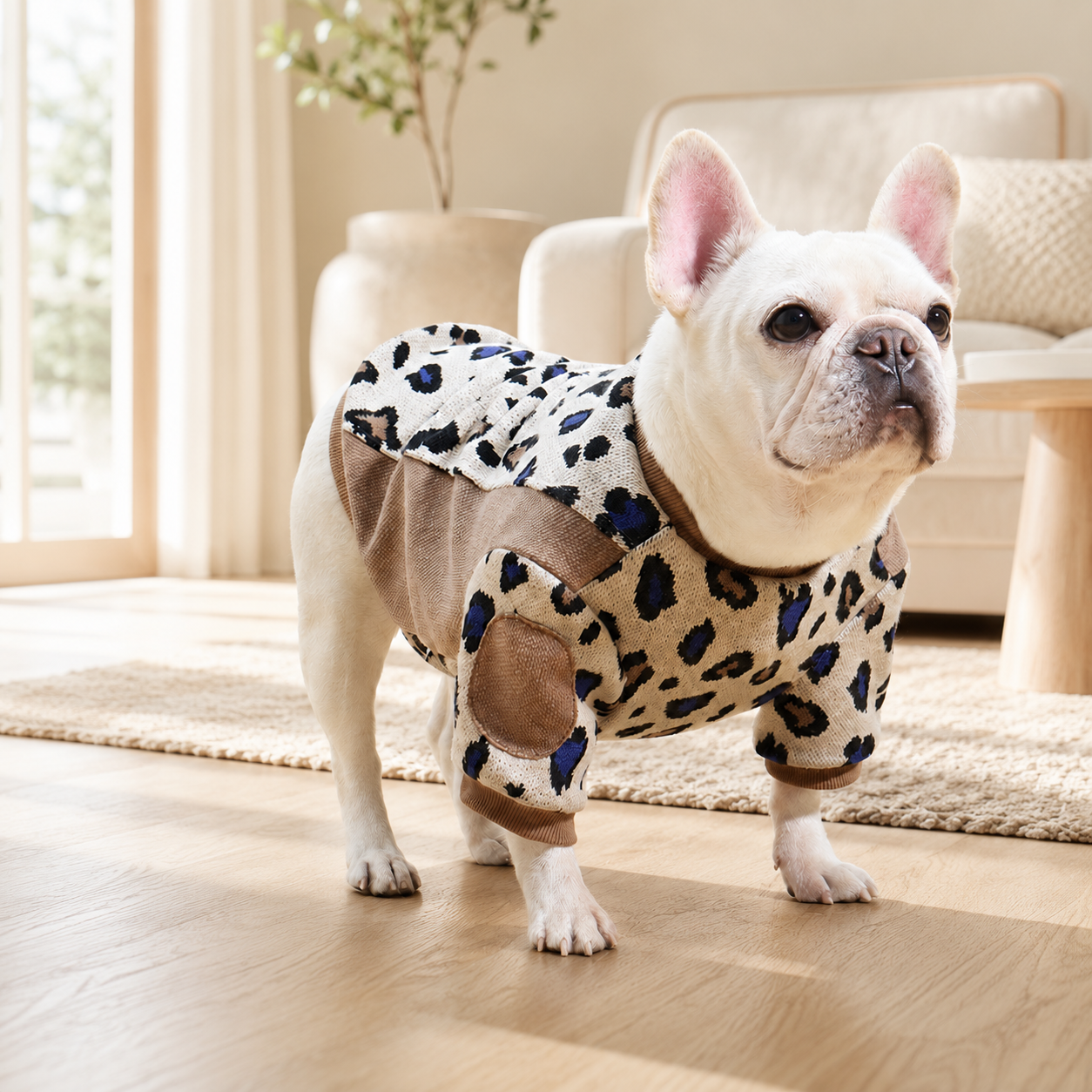 Frenchie Leopard Colorblock Sweatshirt