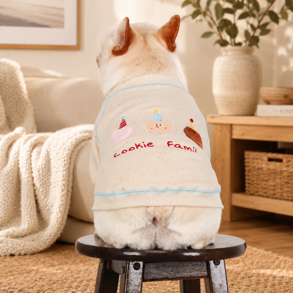 Embroidered Knit Crewneck Sweatshirt for French Bulldogs