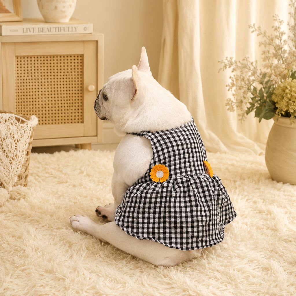 French Bulldog Plaid Camisole Dress